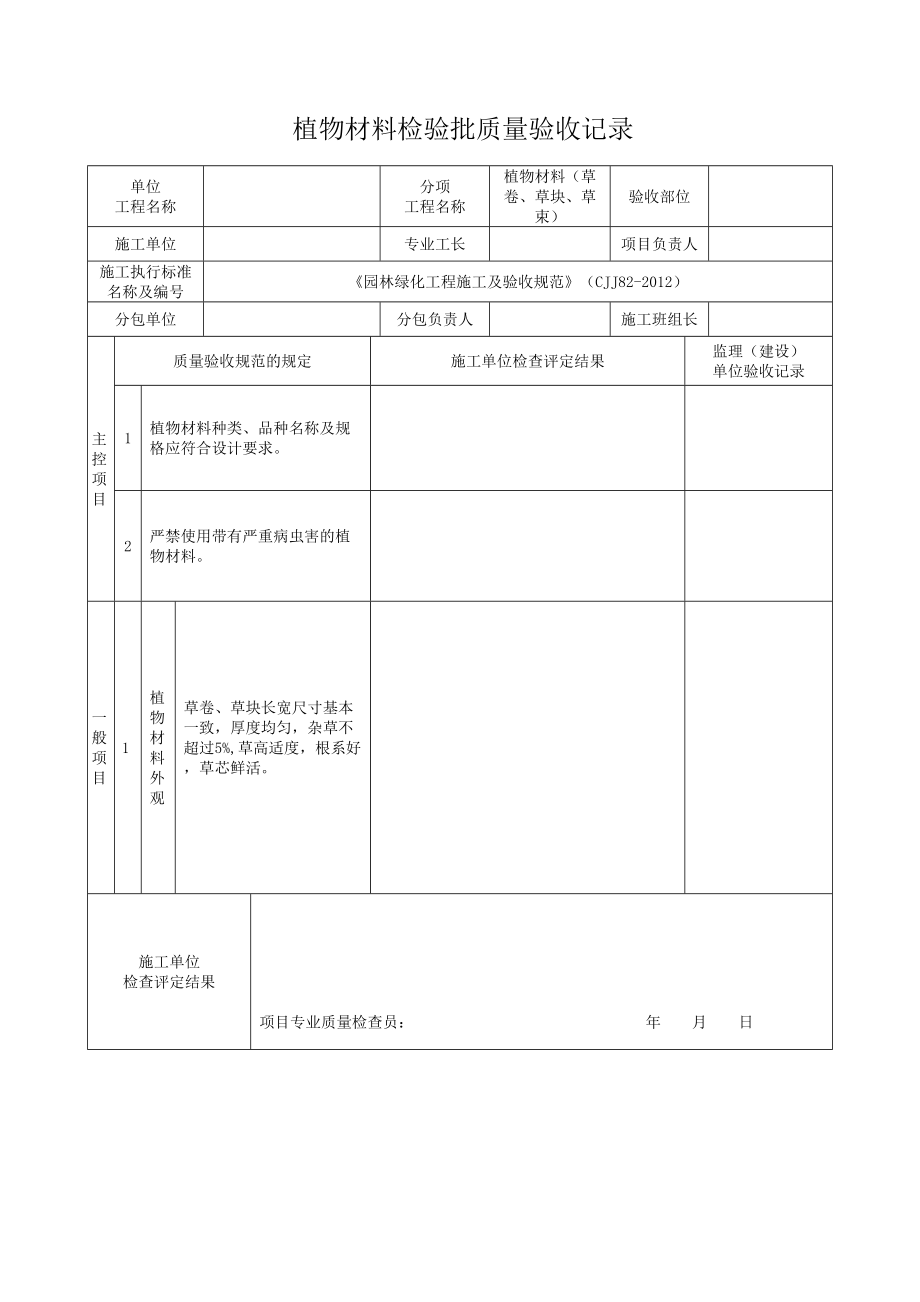 植物材料检验批质量验收记录.doc