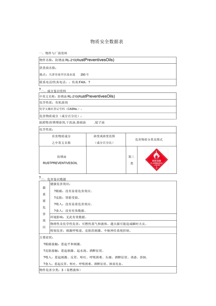 防锈油MSDS.doc