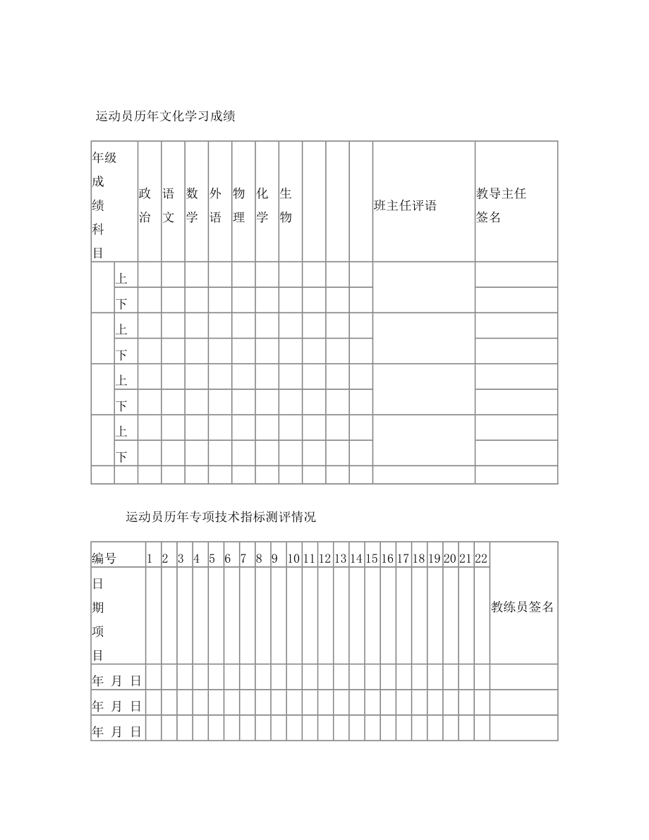 最新运动员技术档案.doc