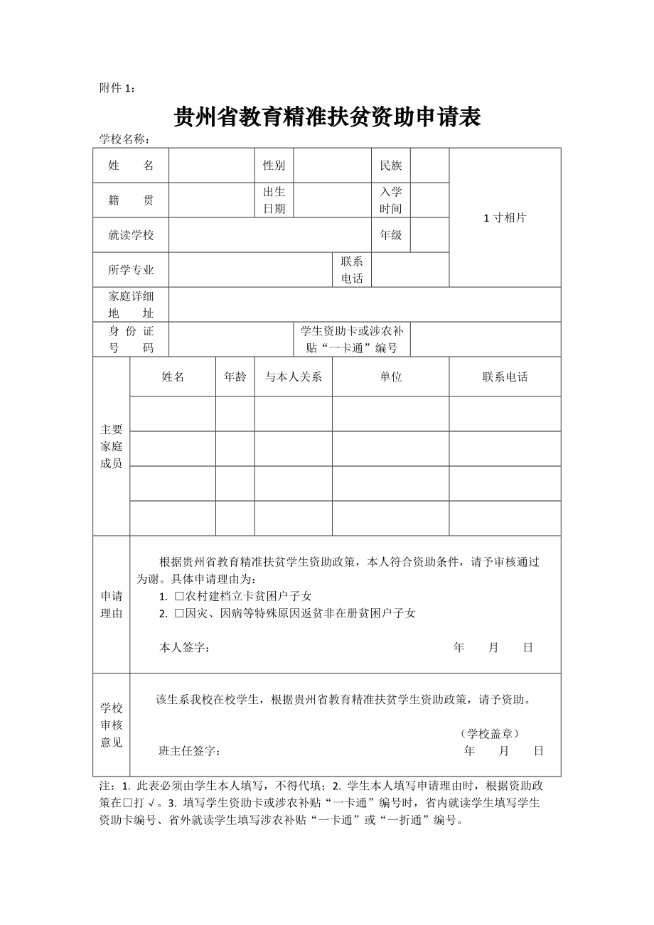 精准扶贫资助申请表.doc