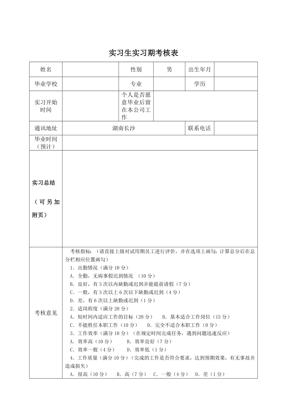 实习生实习期考核表.doc