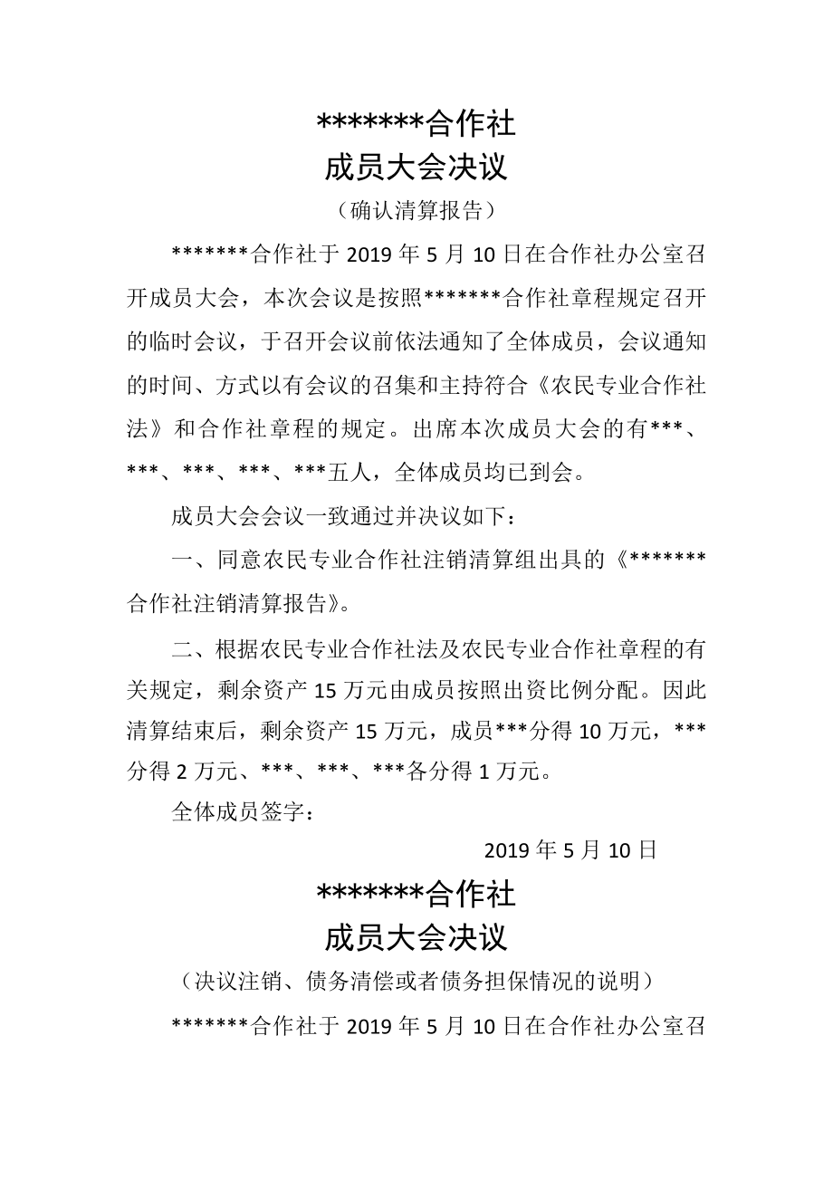 农民专业合作社注销全套材料-6页word资料.doc