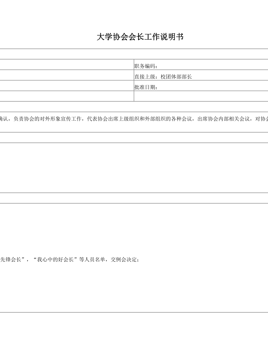 大学协会会长工作说明书.doc