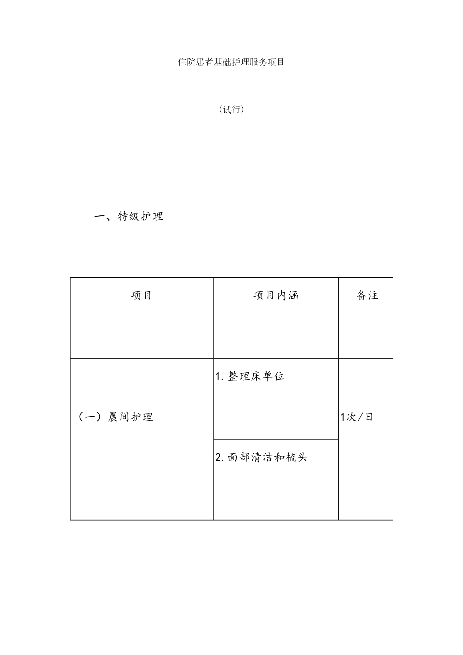 卫生部关于印发《住院患者基础护理服务项目(试行)》等三个文件的通知.doc