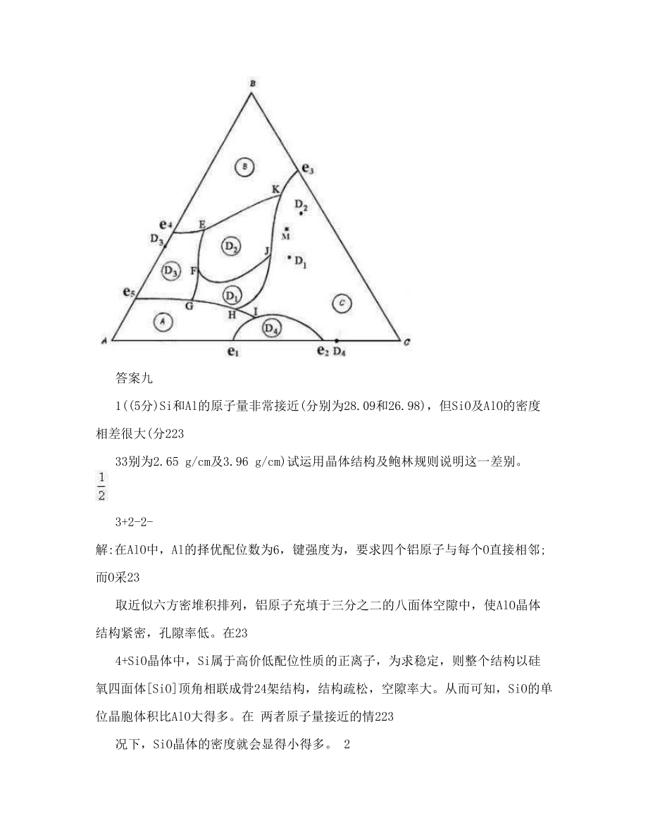 综合测试9及答案_中南大学无机材料科学基础