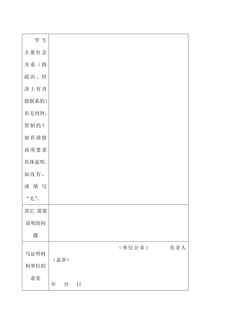 辽宁省中学毕业生家庭政治情况调查表