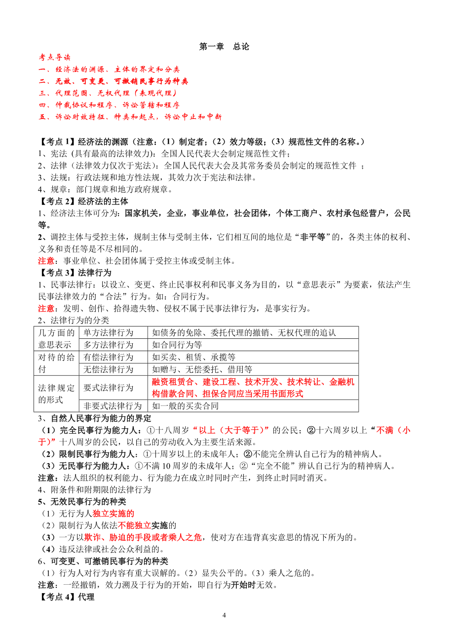 中级会计师考试经济法备考经验+重要考点整理归纳