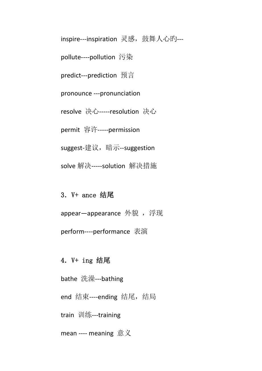 2022年中考英语词性转换归纳