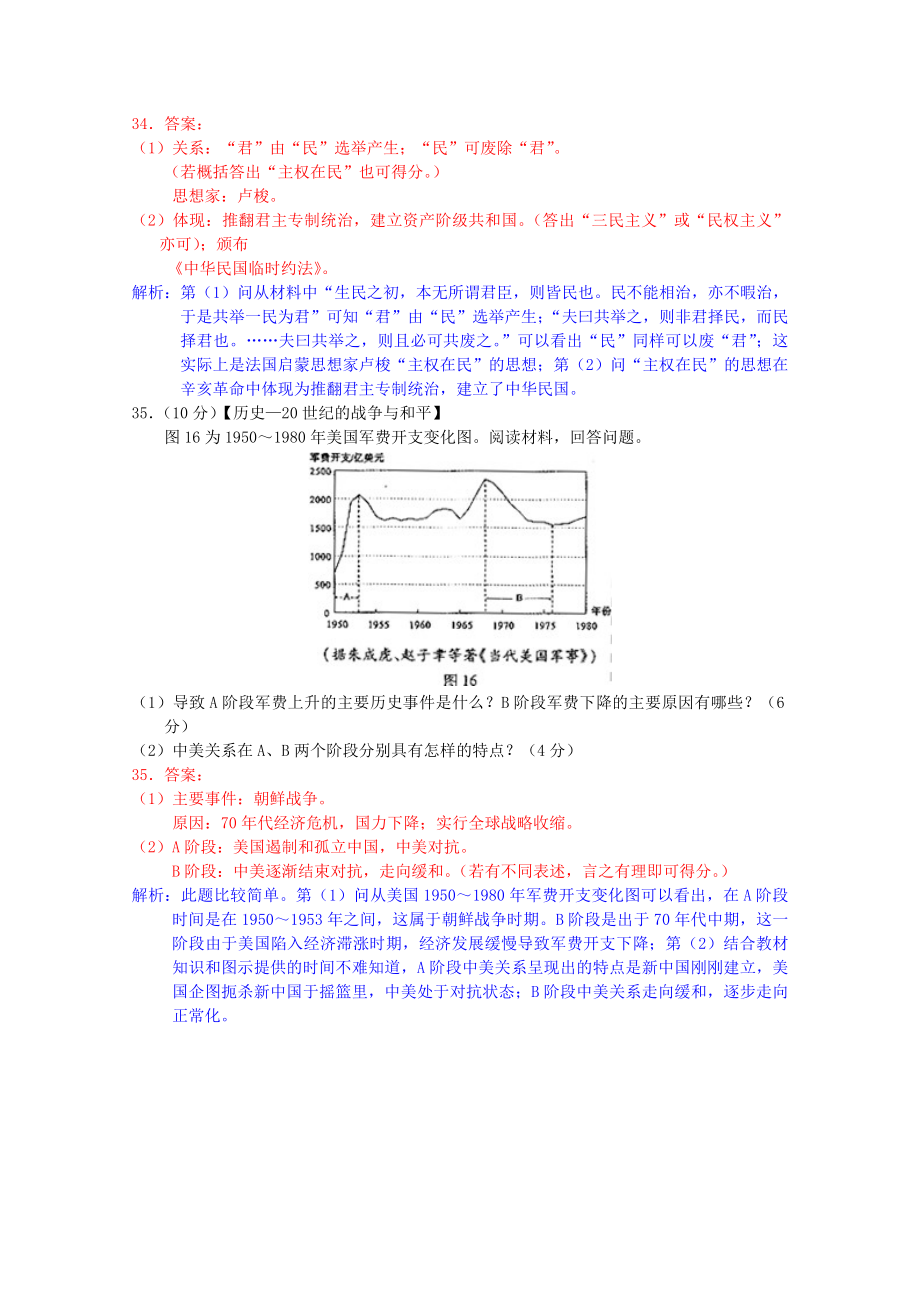 高考试题——历史（山东卷）解析版