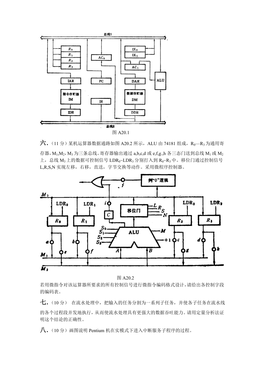 计算机组成原理20套题及答案题20