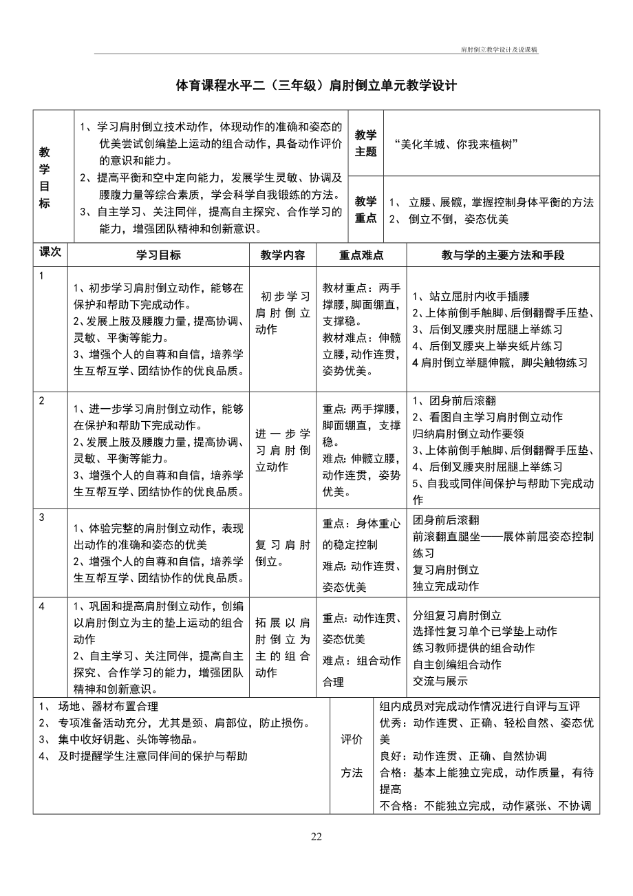 肩肘倒立教学设计及说课稿