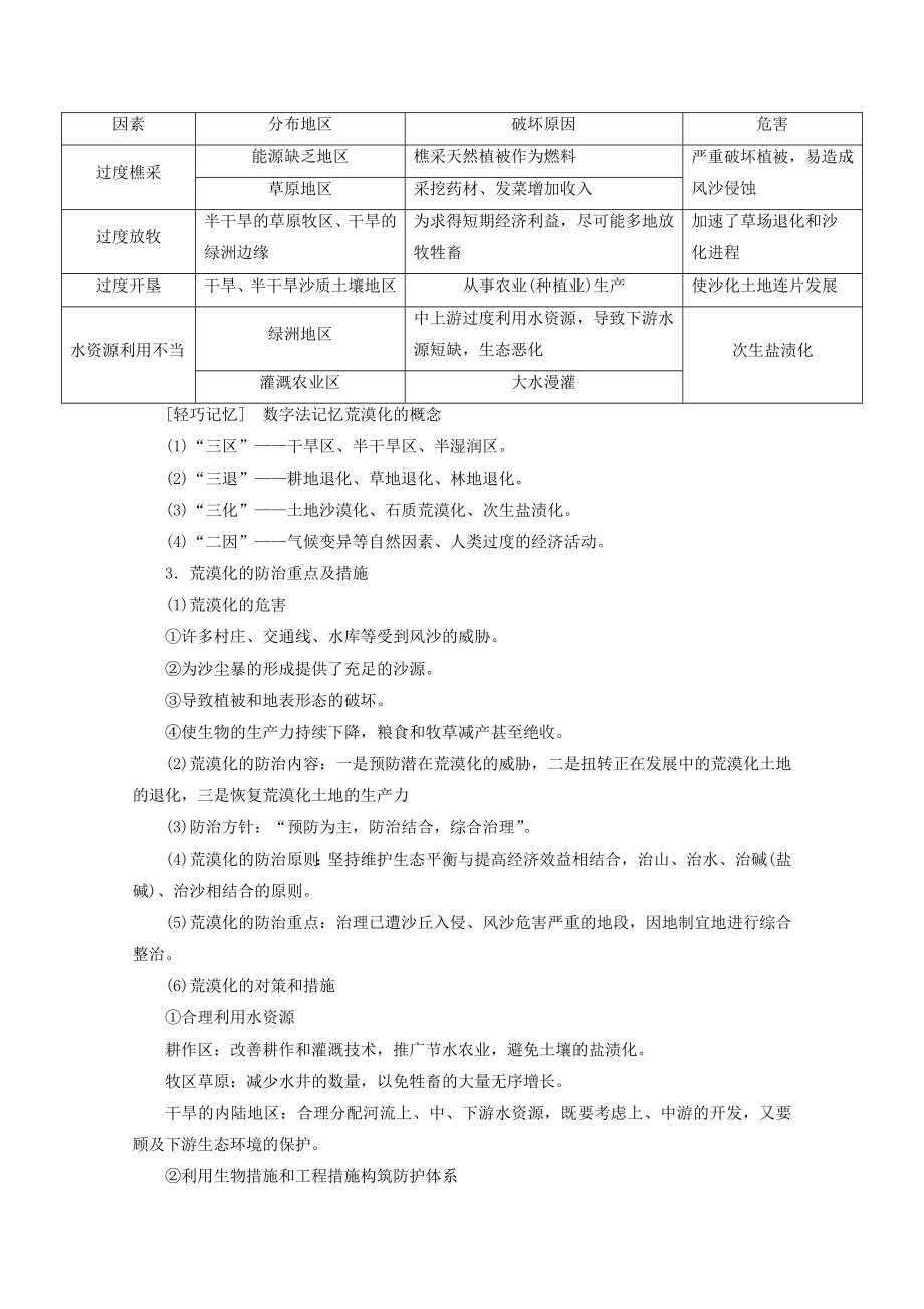 课标通用版高考地理大一轮复习第33讲荒漠化防治与水土流失的治理学案新人教版