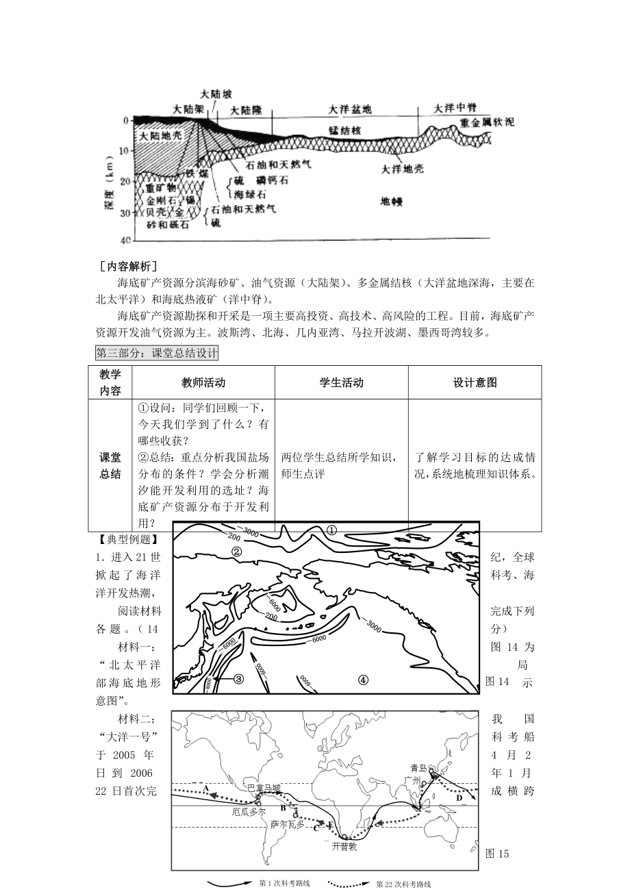 高中地理第二单元开发海洋资源2.2海底矿产资源及其开发教案鲁教版选修2