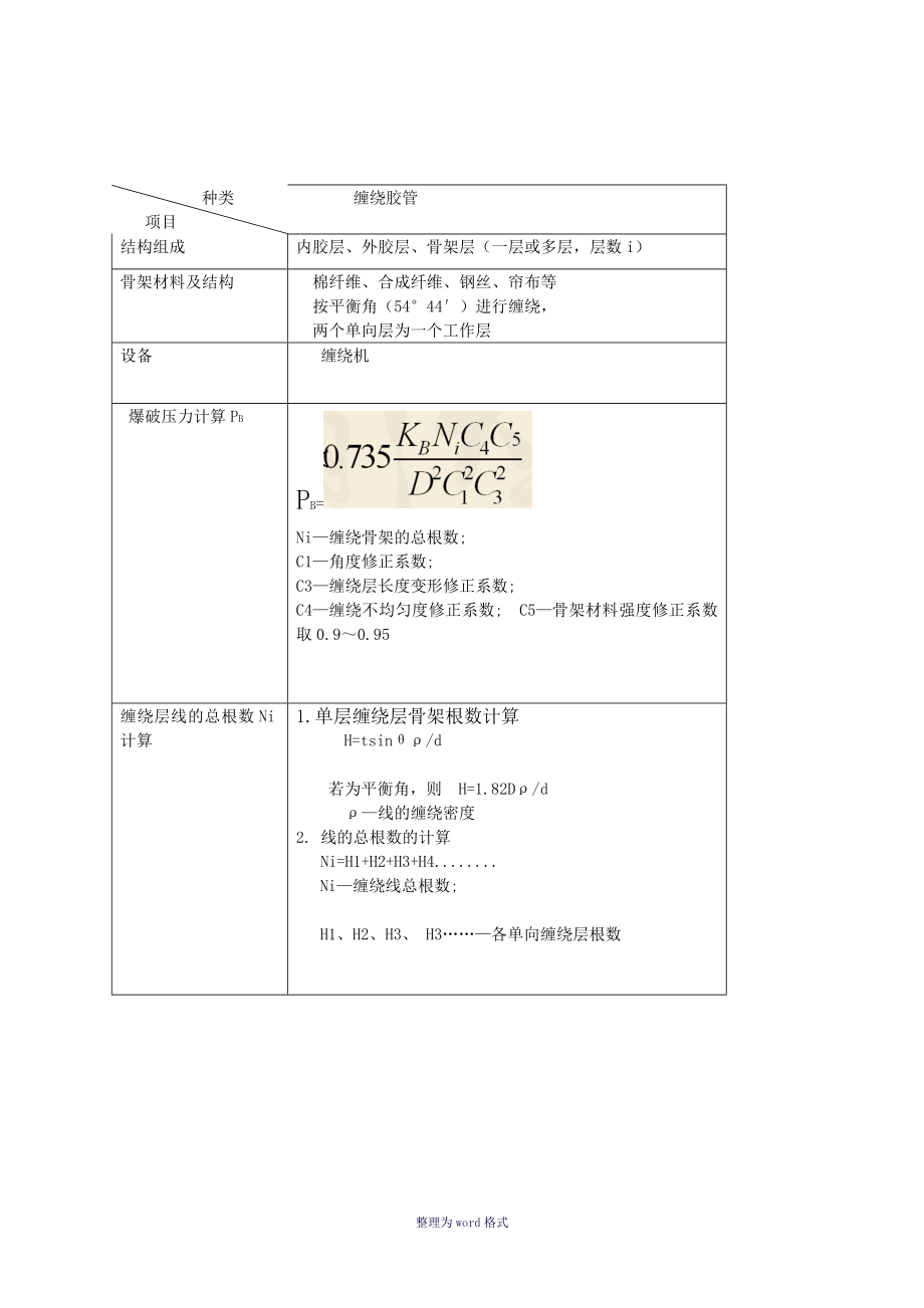 胶管结构及施工计算公式Word 文档