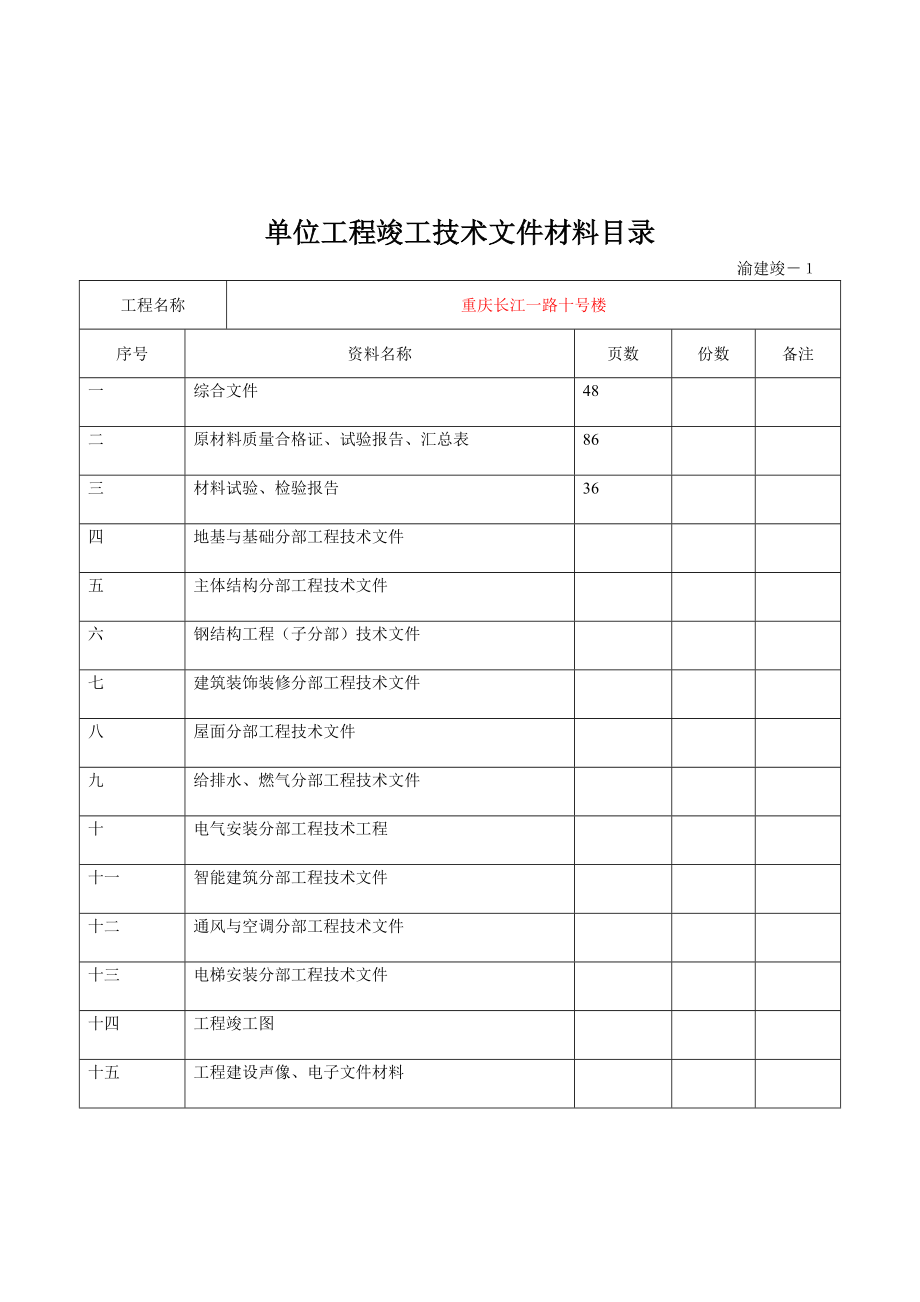 渝建竣资料填写范例(某工程).doc