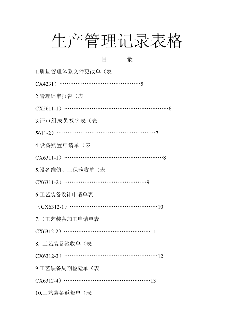 生产管理记录表格大全.doc