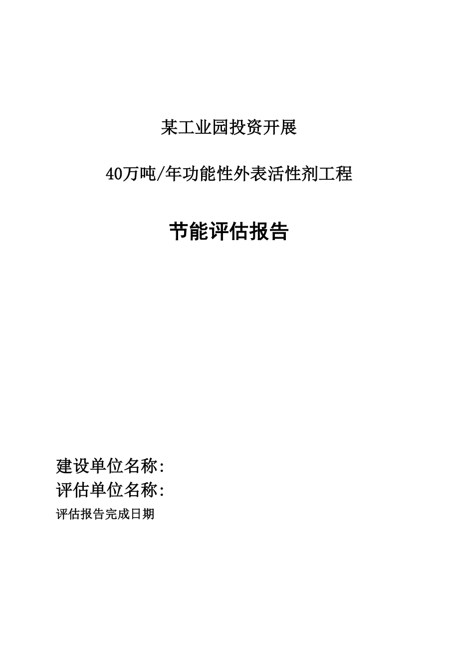 40万吨化工项目节能评估报告工业项目最新能评.doc