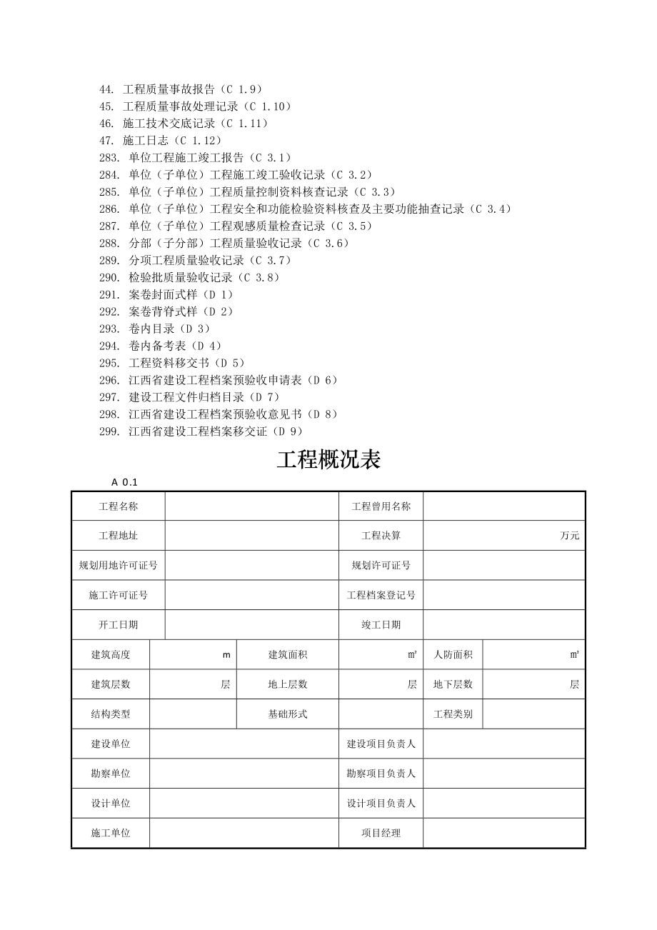 江西省建筑工程资料记录表格.doc