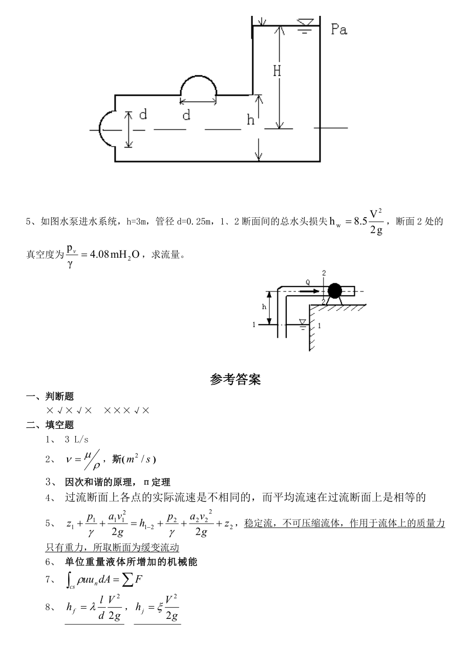 流体力学试卷及答案期末考试.doc