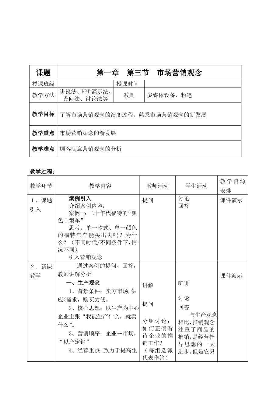 市场营销基础教学教案.doc