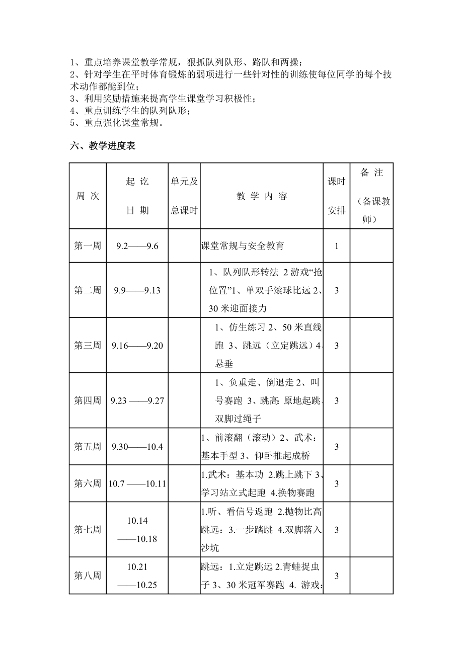 四年级上册体育教学计划.doc