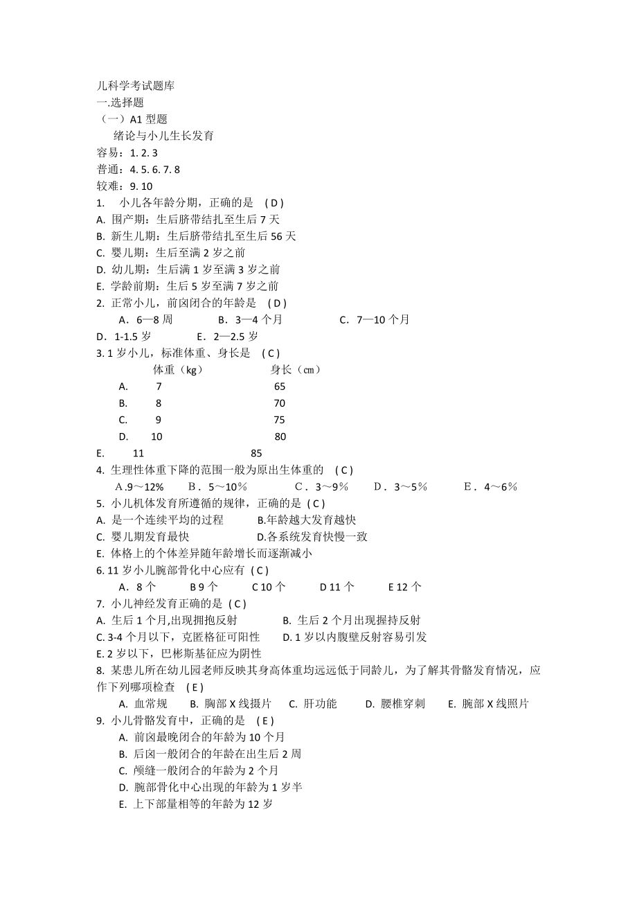 儿科学题库.doc