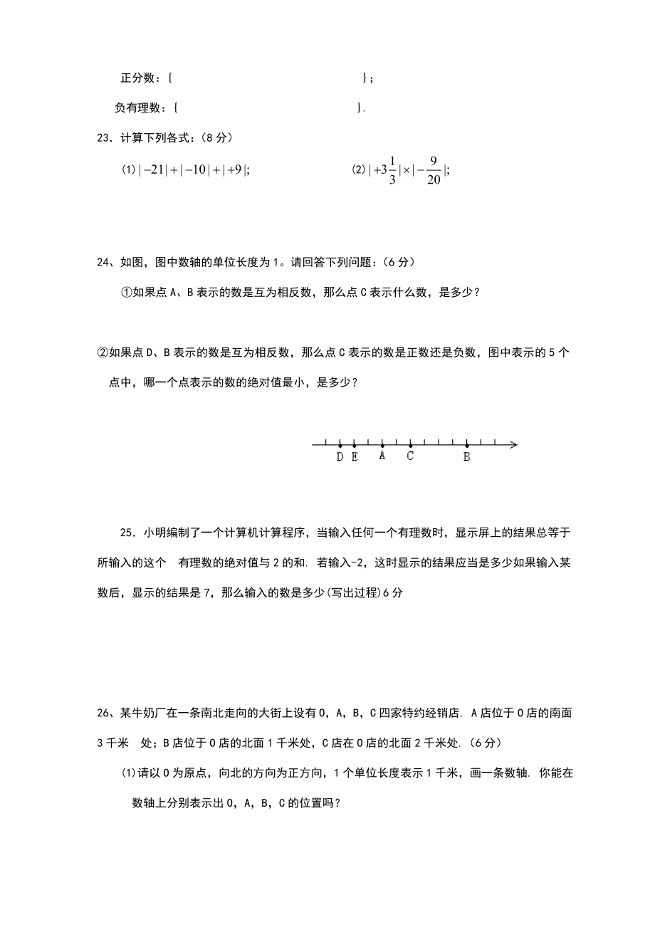 人教初一上册数学各单元测试卷.doc