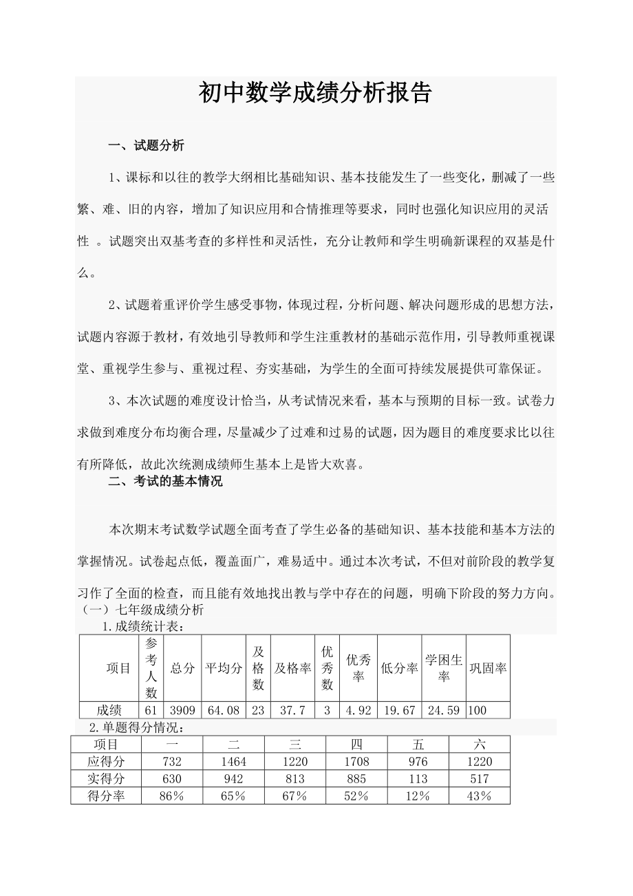 初中数学成绩分析报告.doc