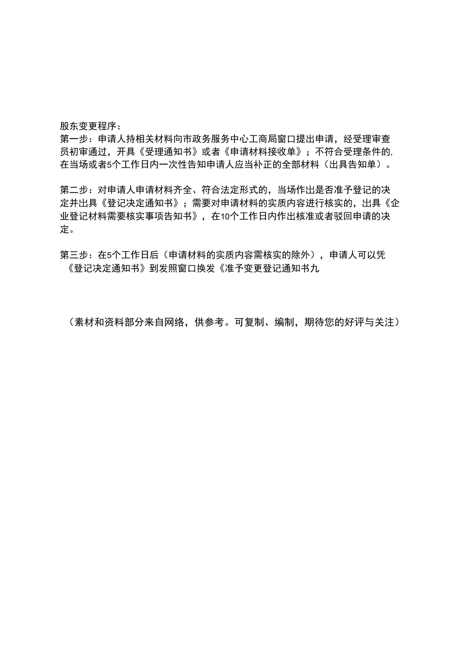 公司股东变更程序及资料.doc