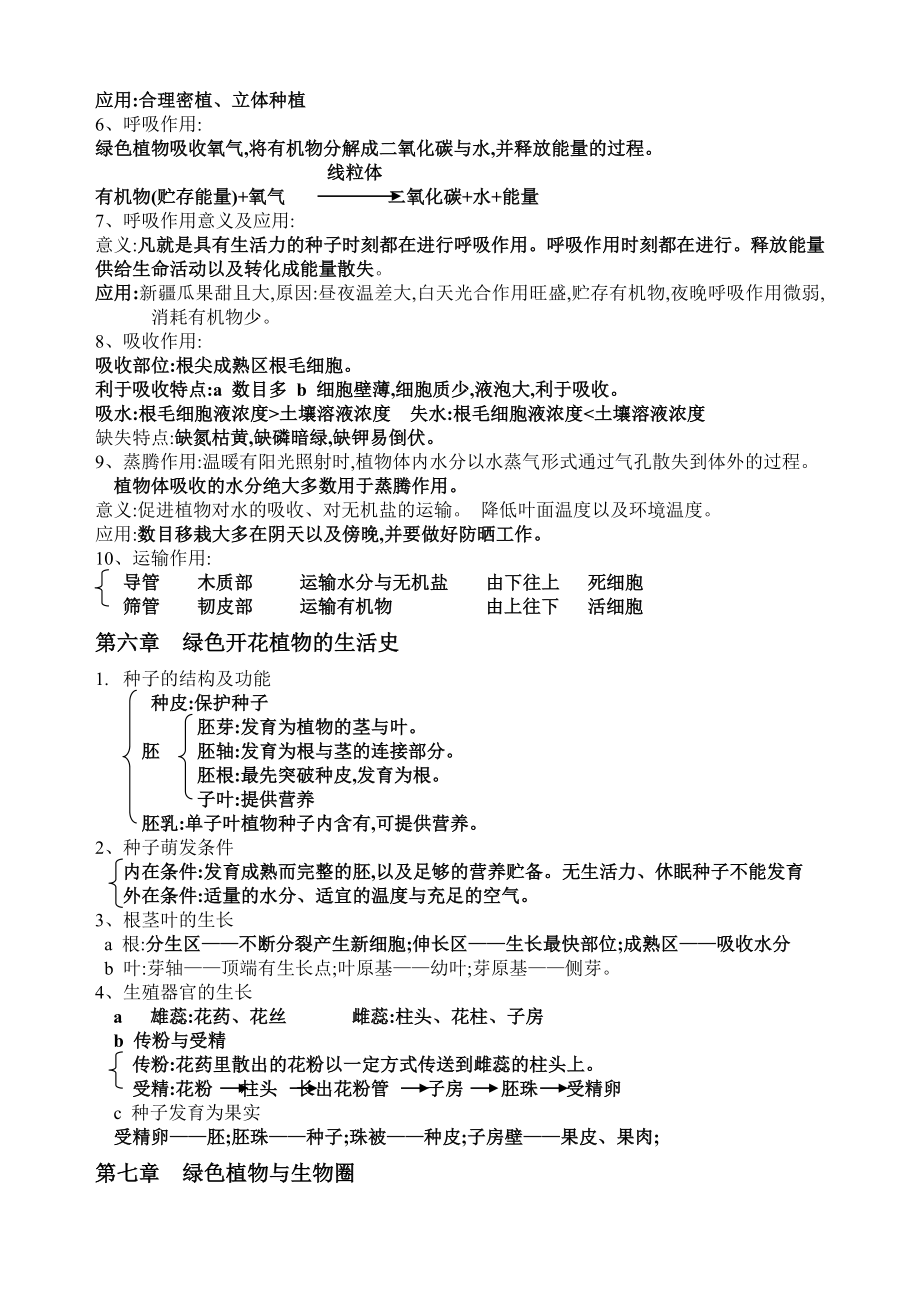 北师大版七年级生物上册知识点清单.doc