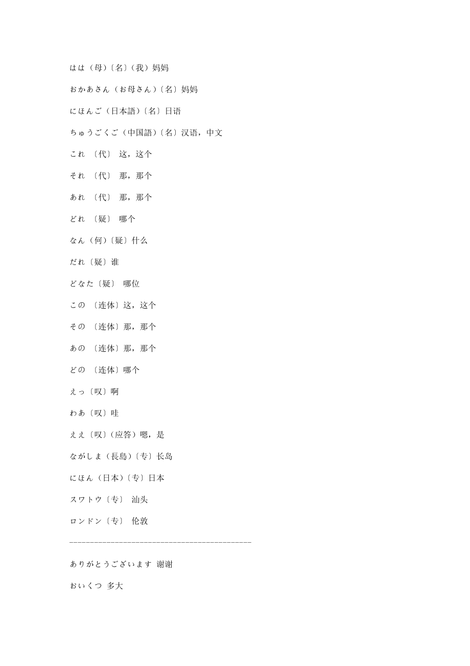 新版标准日本语初级单词表上下册.doc