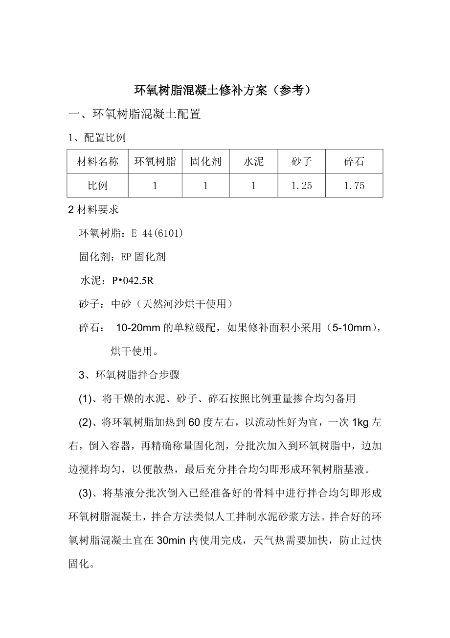 环氧树脂混凝土修补方案修改版.doc