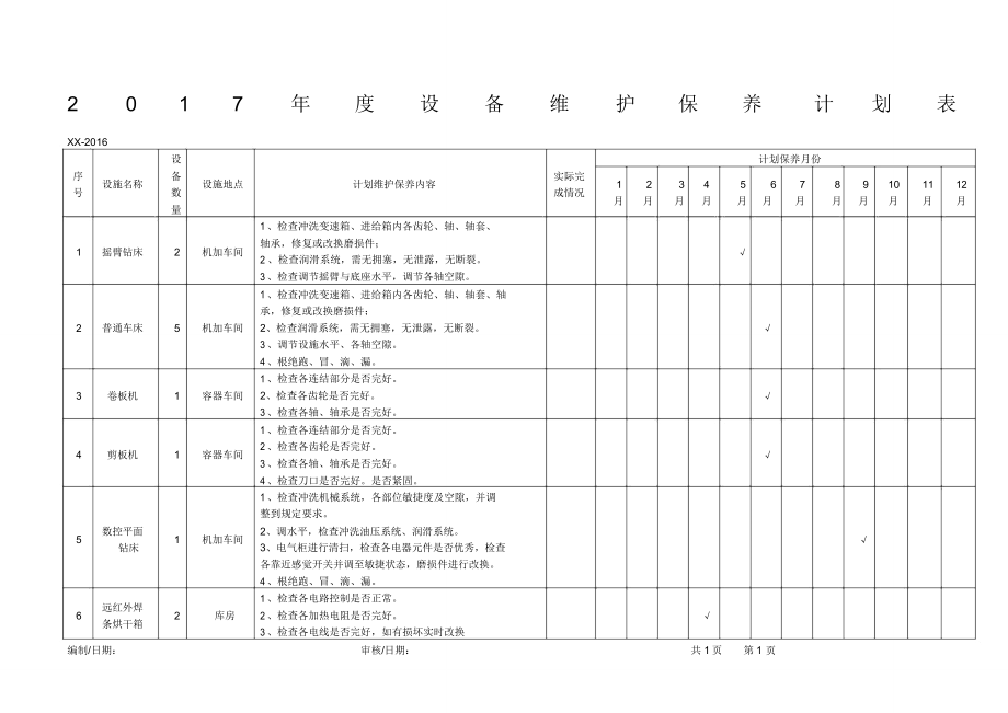 年度设备维护保养计划表.doc