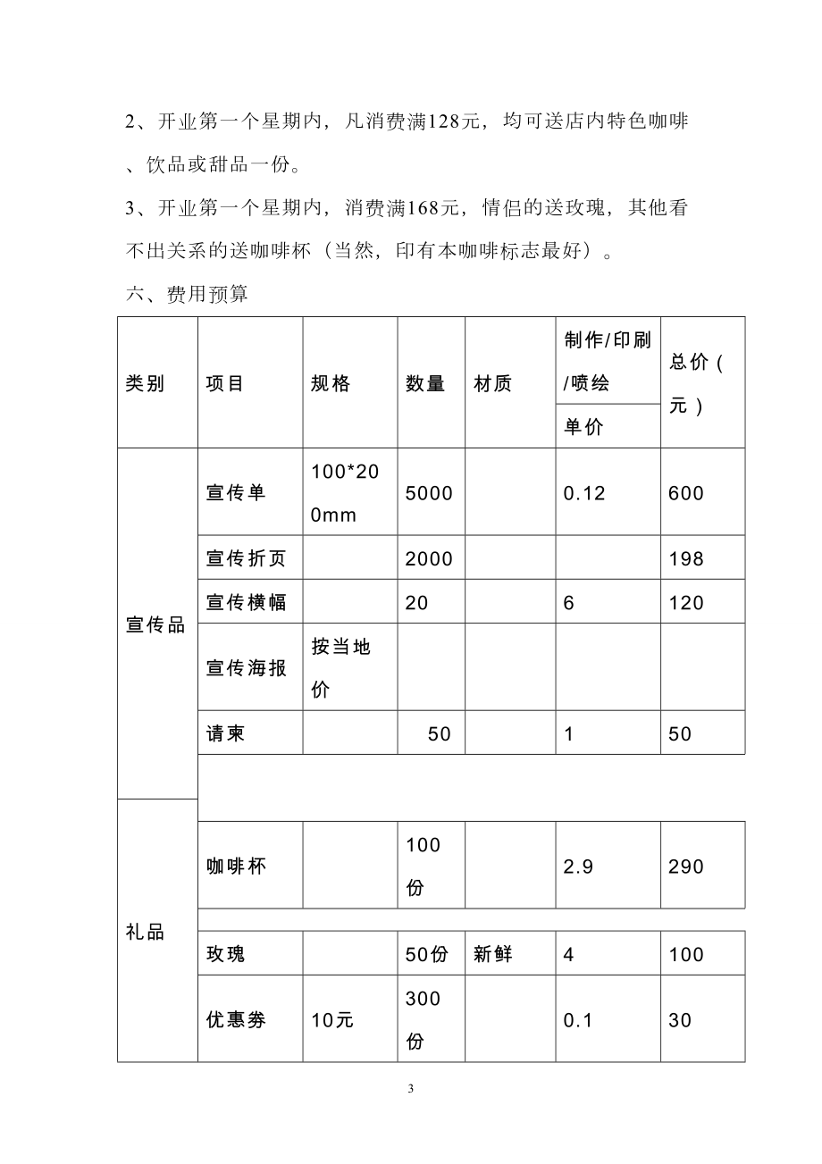 咖啡店开业方案.doc