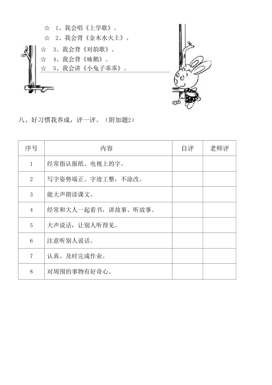 小学一年级上册语文单元测试卷全册.doc