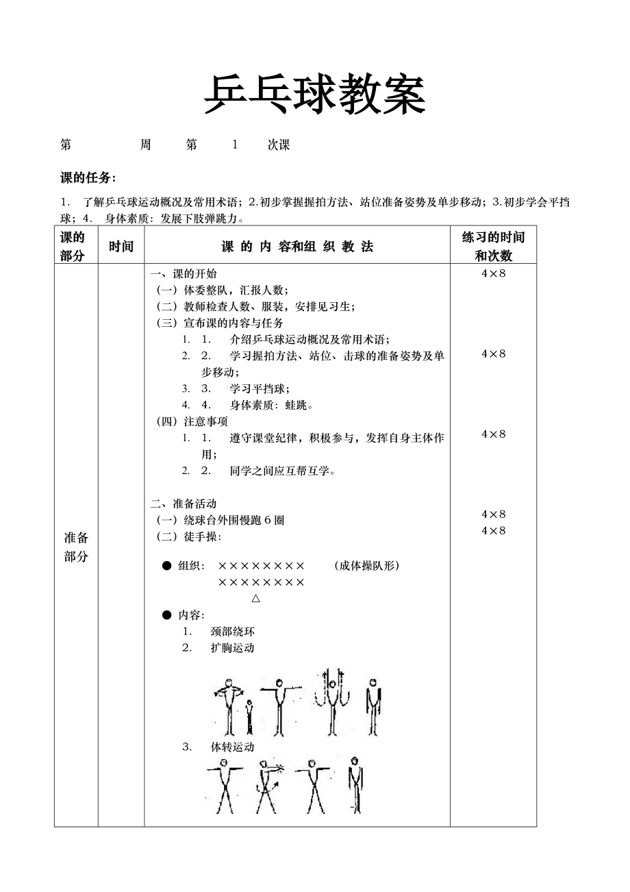 中学乒乓球兴趣小组课教案.doc