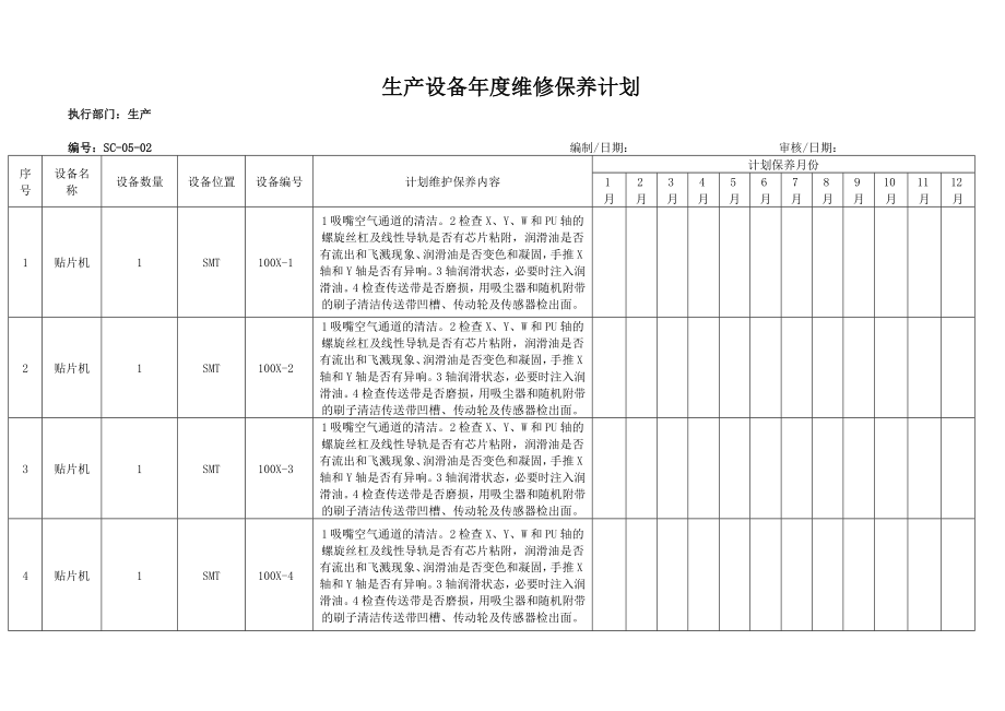 年度设备维护保养计划表最新版.doc