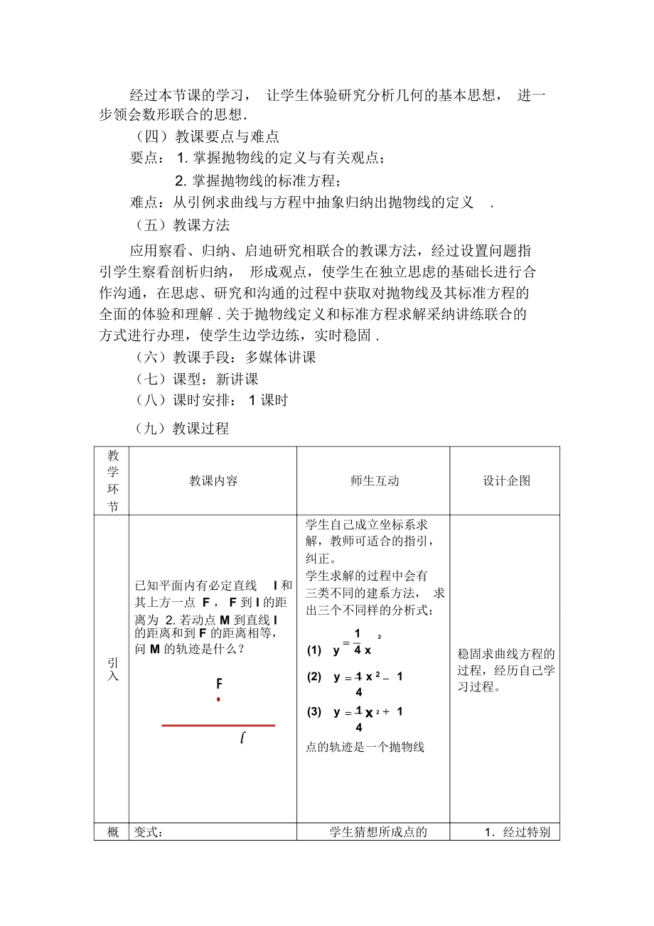 抛物线标准方程教案.doc