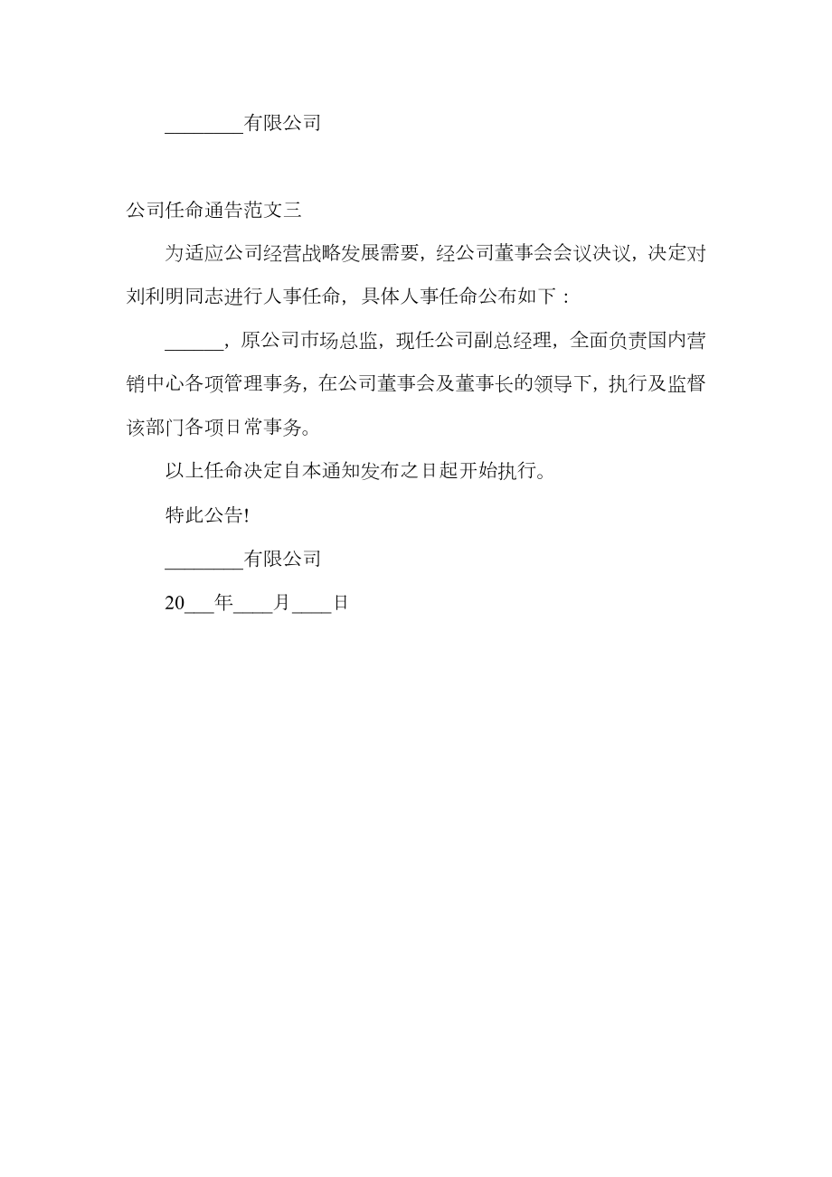 公司任命通告.doc