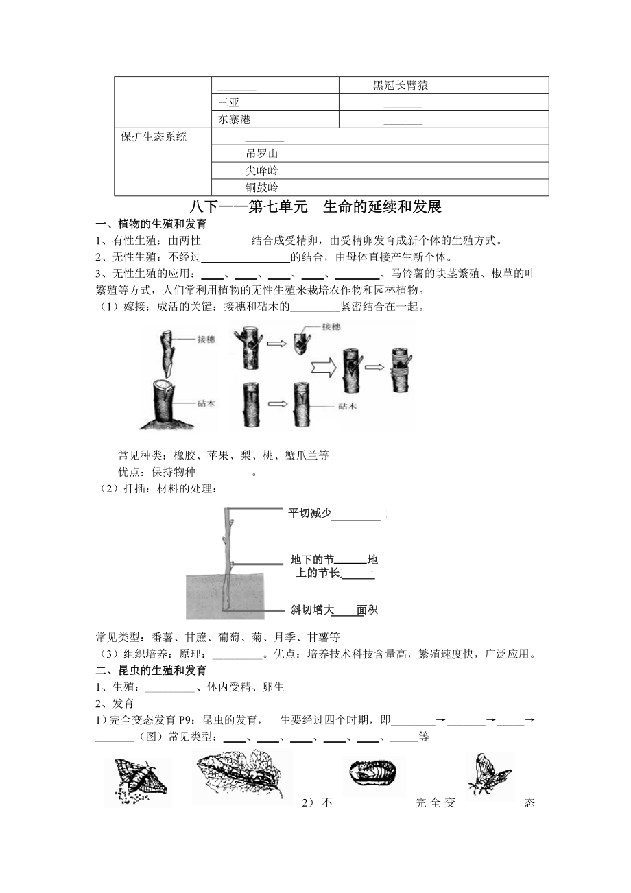 八上生物知识点填空.doc