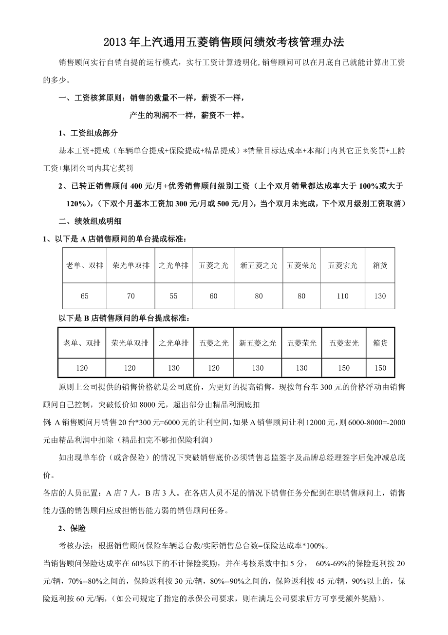 五菱薪酬制度案例共享销售顾问.doc