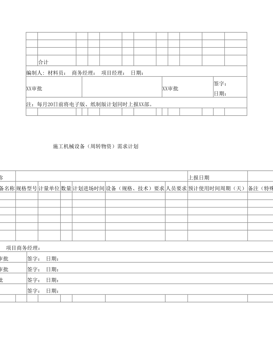 成本合约台账报表(模板).doc