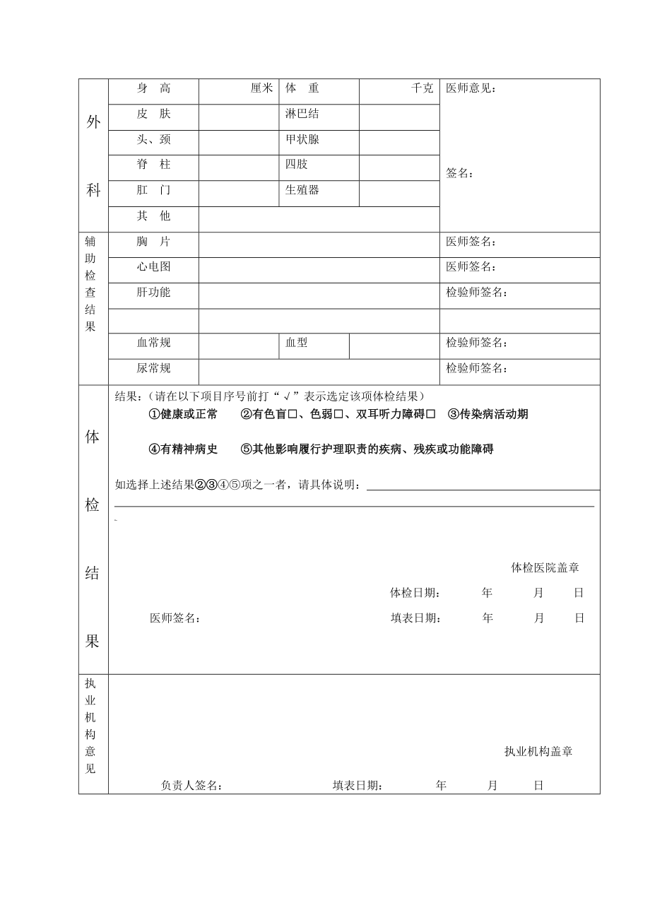 广东省护士注册体检表.doc