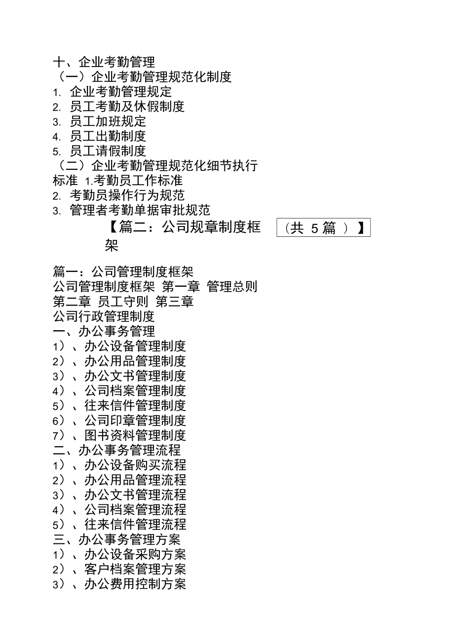 公司规章制度框架.doc