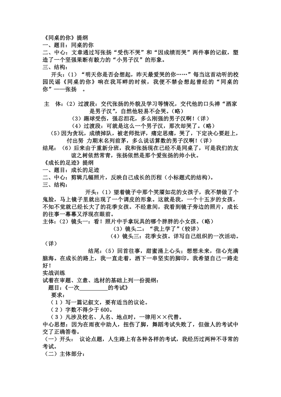 作文提纲专项训练.doc