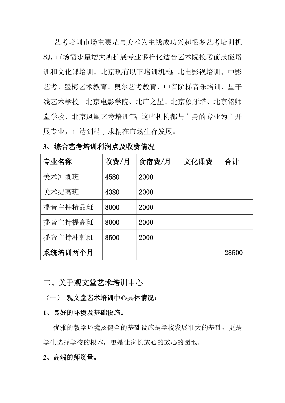 推荐艺考办学项目合作计划书.doc