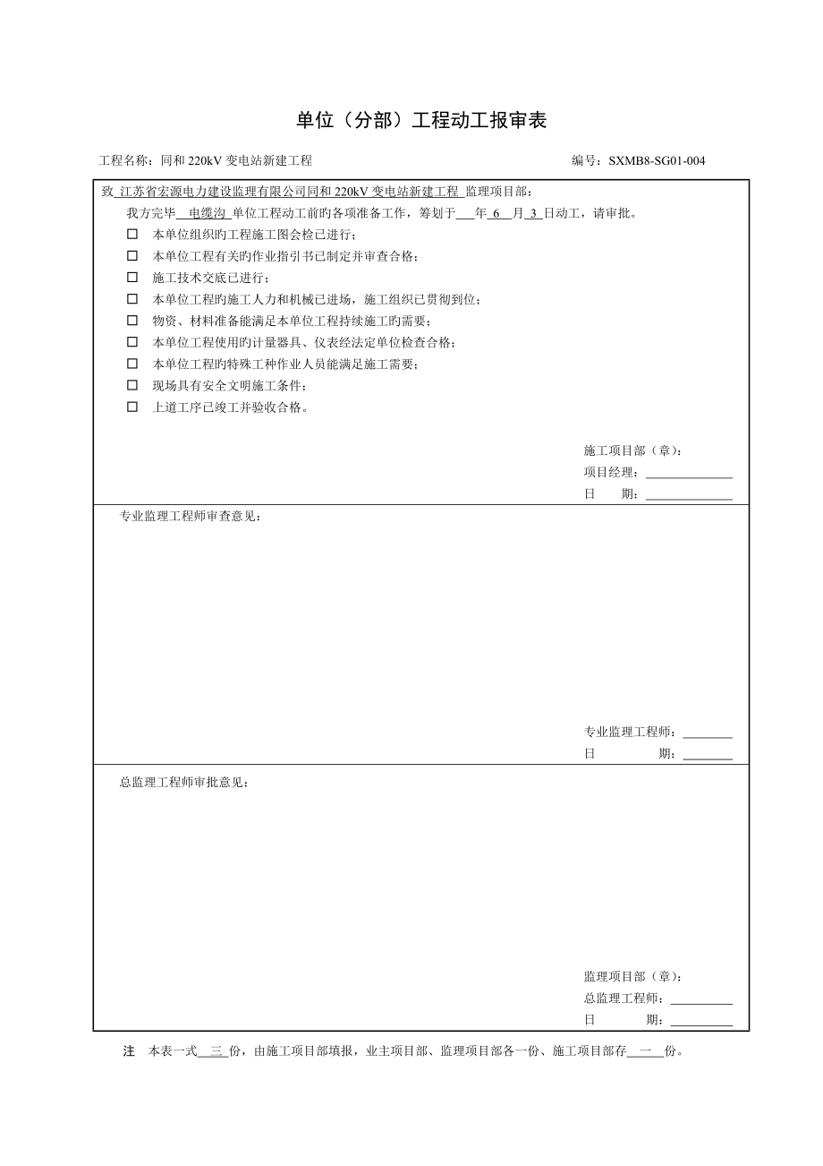 单位分部工程开工报审表.doc