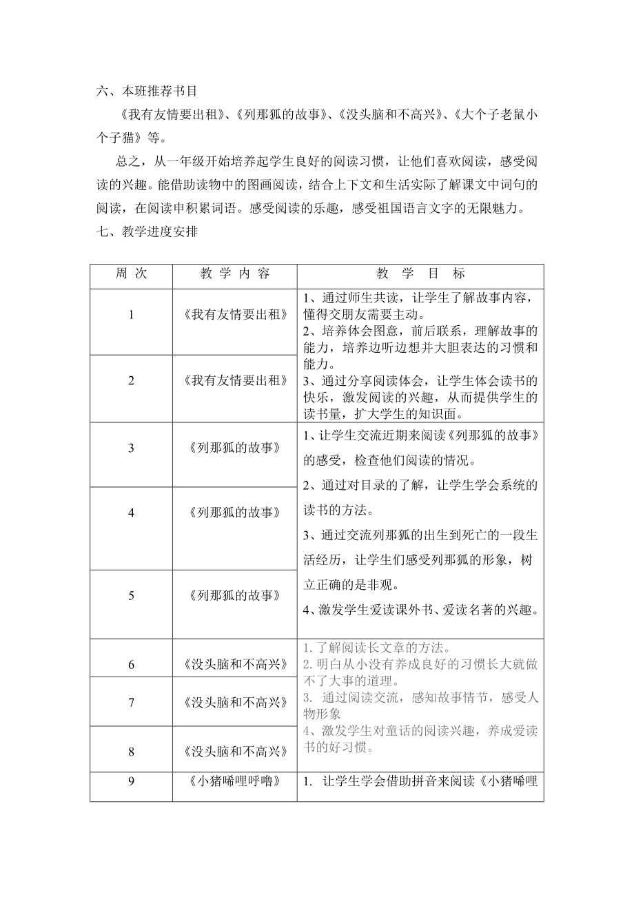 小学一年级课外阅读教学计划.doc