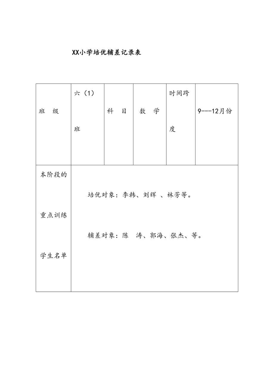 小学培优辅差记录.doc