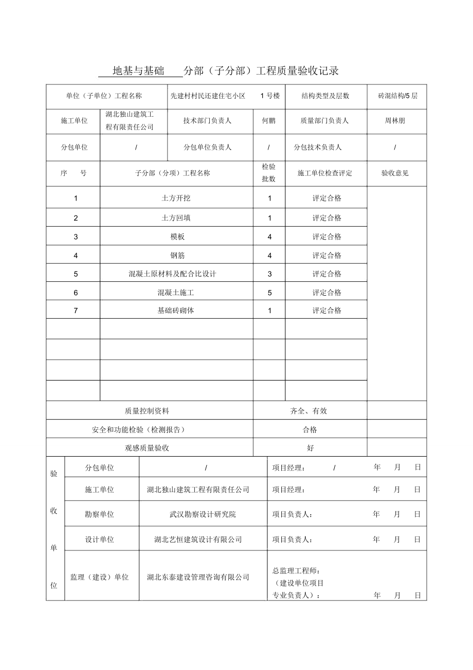 地基与基础分部工程验收记录表.doc